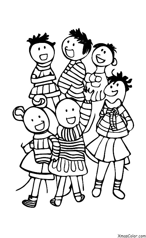 Navidad / Compras de Navidad: Un grupo de amigos comprando la unos a los otros