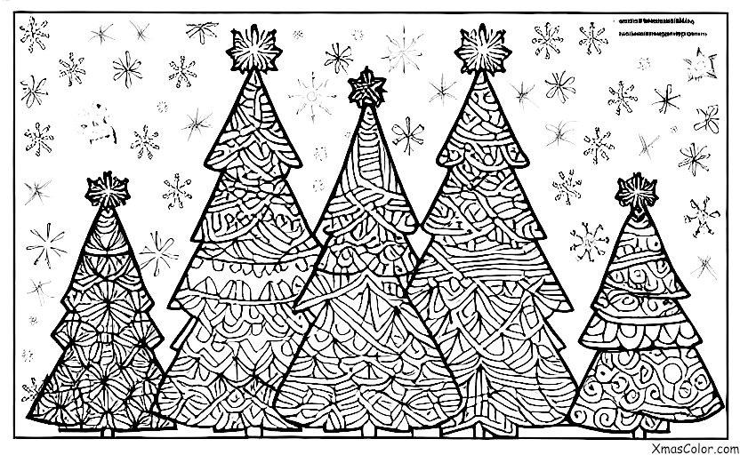 Navidad / Copos de nieve: Un grupo de copos de nieve que forma un árbol de Navidad
