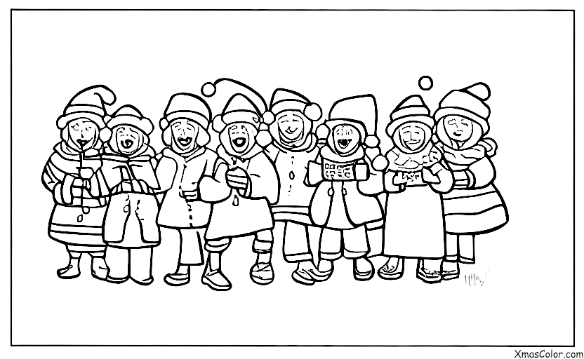 Navidad / Coristas de Navidad: Coristas de Navidad cantando en la nieve