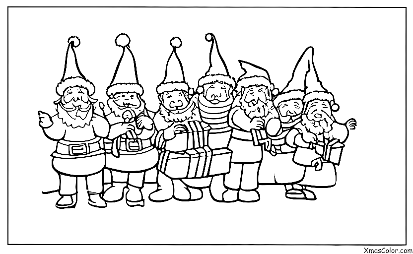Navidad / Coristas de Navidad: Santa y sus elfos cantando villancicos en el taller