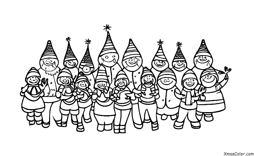 Navidad / Coro de Navidad: Un grupo de adultos que cantan villancicos juntos