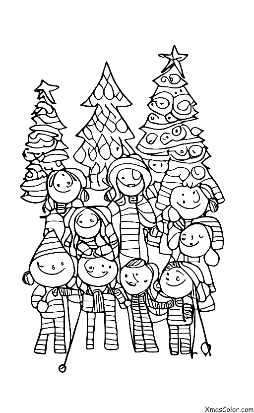 Navidad / Coro de Navidad: Un grupo de niños cantando villancicos juntos