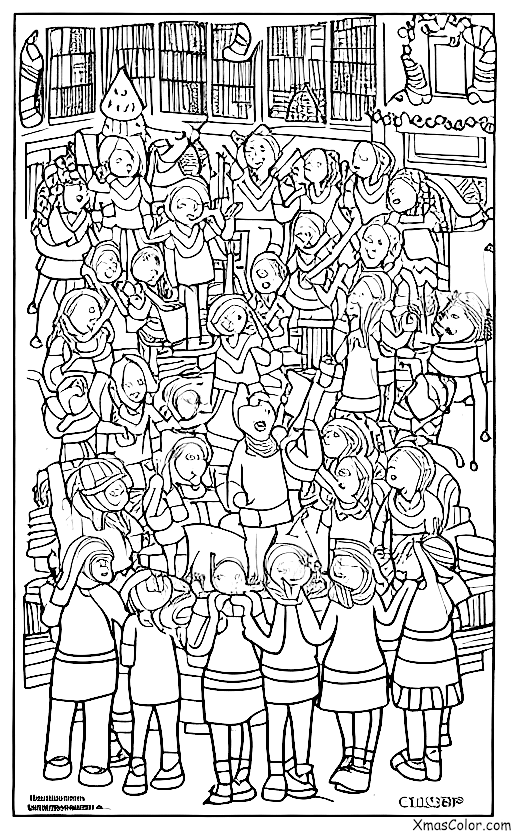Navidad / Coro de Navidad: Un grupo de personas cantando villancicos
