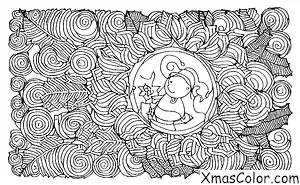 Navidad / Coronas de Navidad: Una guirnalda de Navidad con un hilo de luz que brilla desde arriba