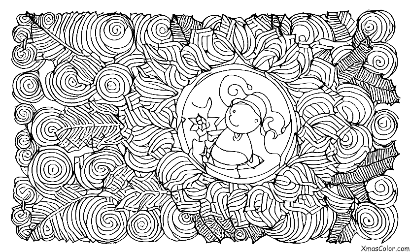 Navidad / Coronas de Navidad: Una guirnalda de Navidad con un hilo de luz que brilla desde arriba
