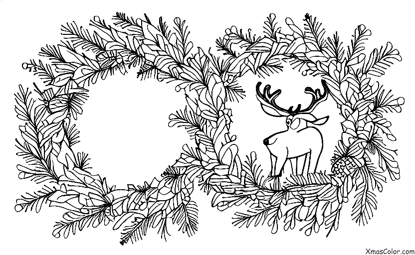Navidad / Coronas: Un guirnalda de Navidad con un reno