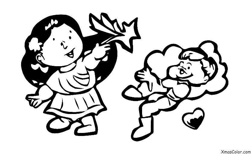Navidad / Cupido: Cupido entregando una carta de amor