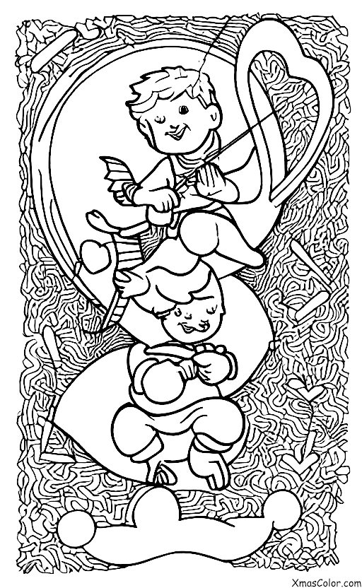Navidad / Cupido: Cupido jugando con su arco y sus flechas