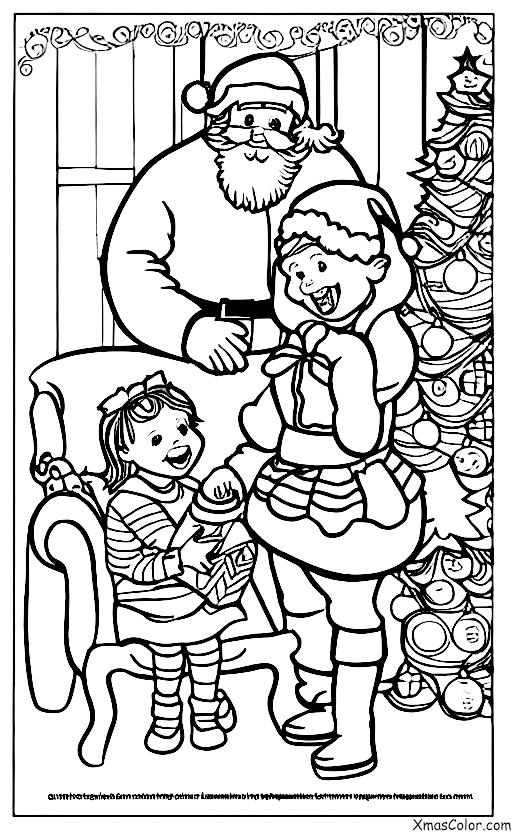 Navidad / Dar: Santa Claus dando un regalo de Navidad a una niña pequeña