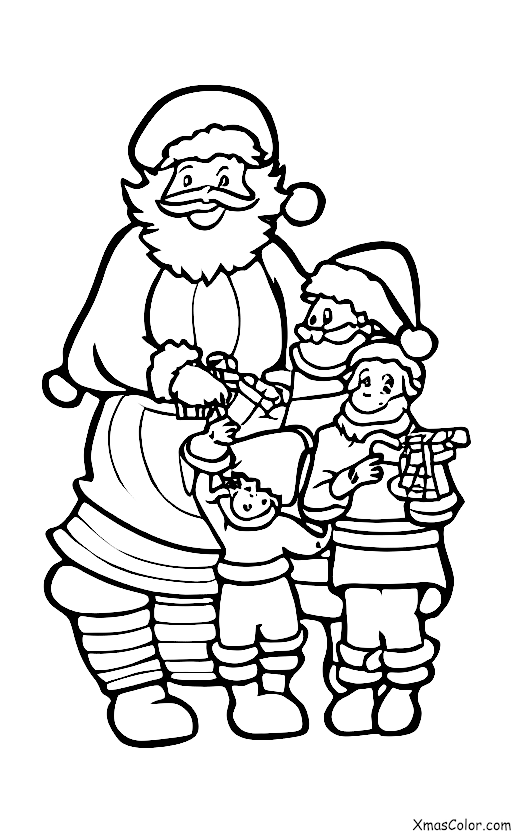 Navidad / Decora las habitaciones: Santa y sus duendes decorando el árbol de Navidad