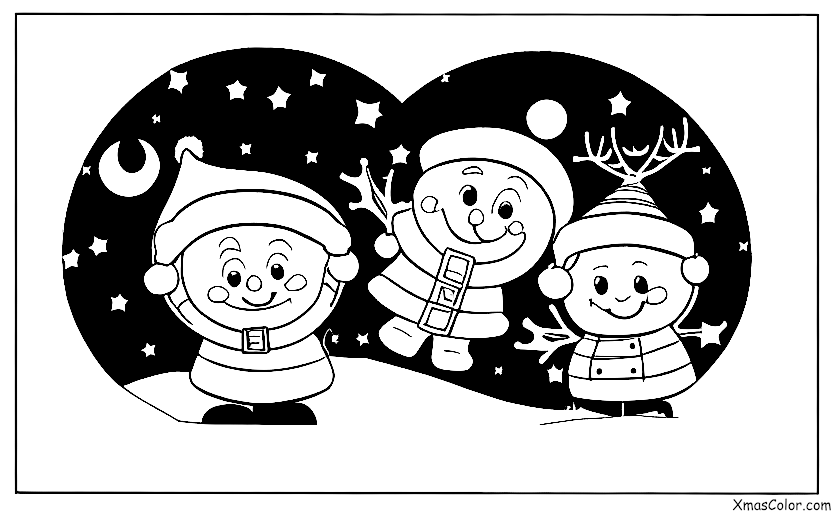 Navidad / Decora las habitaciones: Santa y sus renos volando por el cielo nocturno
