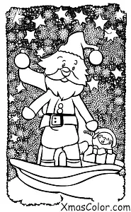 Navidad / Decoración de árboles de Navidad: Santa y sus renos volando a través del cielo nocturno