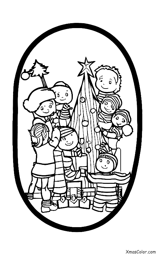 Navidad / Decoración de árboles de Navidad: Una familia que decoraba su árbol de Navidad juntos