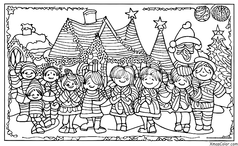 Navidad / Desfiles de Navidad: Un flotador con coristas de Navidad