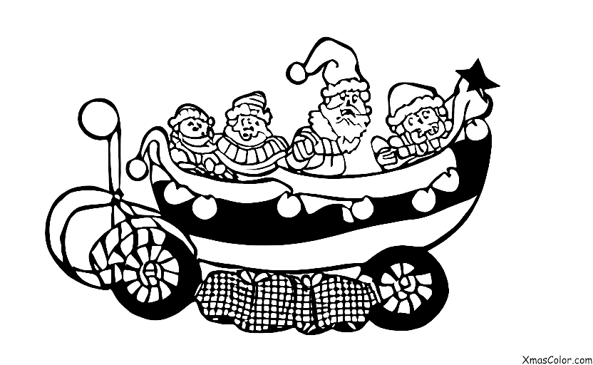 Navidad / Desfiles de Navidad: Un flotador con Papá Noel y sus renos