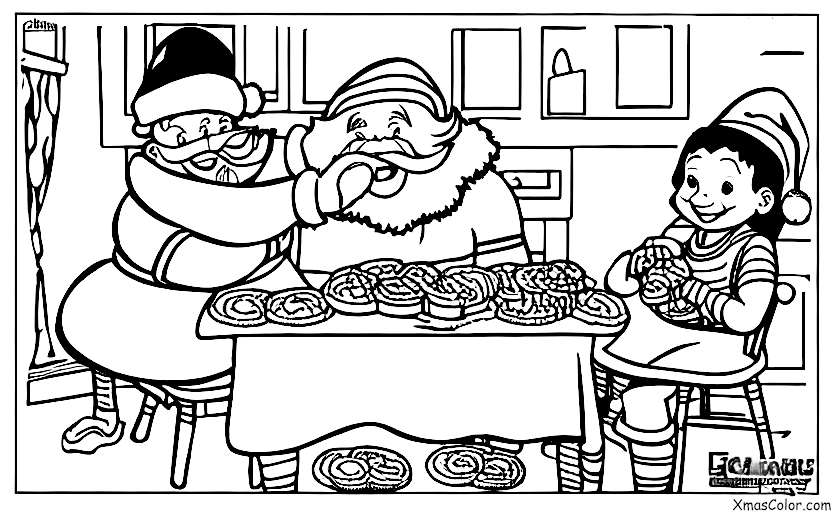 Navidad / Día de los Inocentes: Santa Claus comiendo galletas de la Sra. Claus