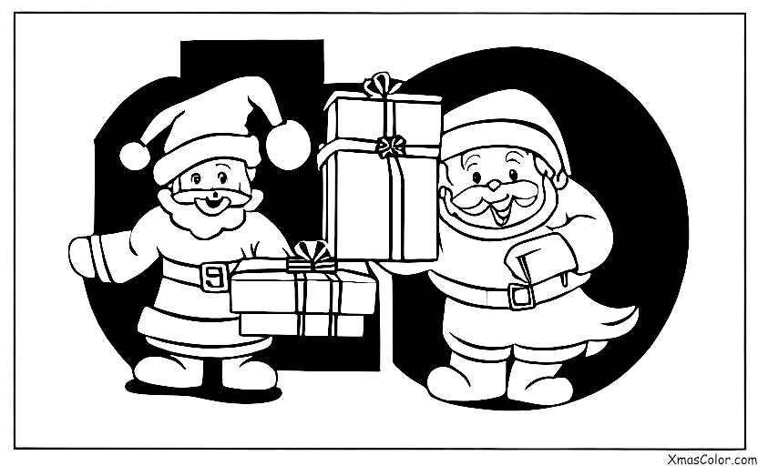 Navidad / Día de los Inocentes: Santa Claus repartiendo regalos a todos los niños buenos