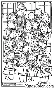 Navidad / Día de Navidad: Un grupo de coristas cantando