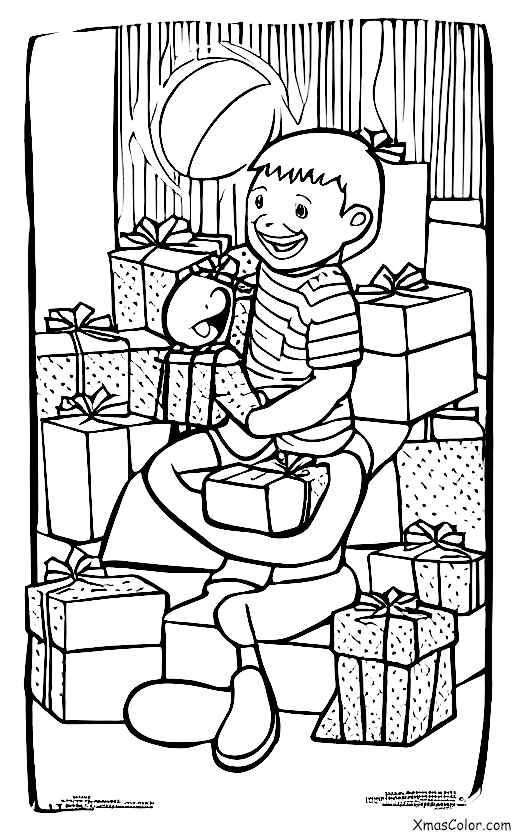 Navidad / Día de Navidad: Un niño abriendo un regalo