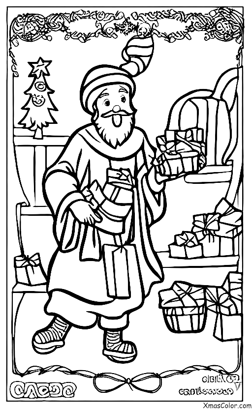 Navidad / Día de San Nicolás: San Nicolás con una bolsa de dulces