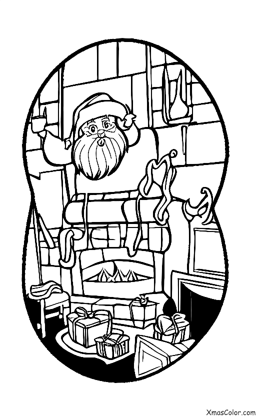 Navidad / Día de San Nicolás: Santo Nicholas bajando por la chimenea