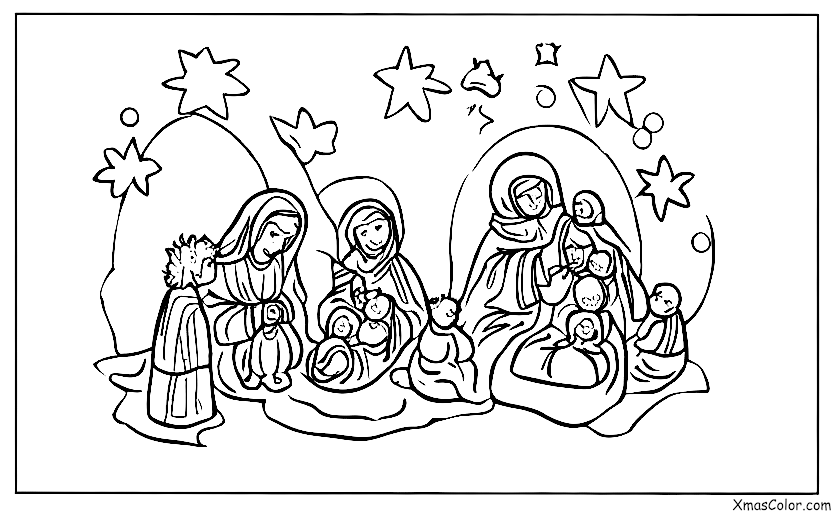 Navidad / Día de San Nicolás: Una escena de la Natividad con el bebé Jesús, María y José