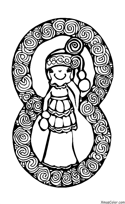 Navidad / Día de Santa Lucía: Una niña vestida de blanco con una corona de velas en la cabeza
