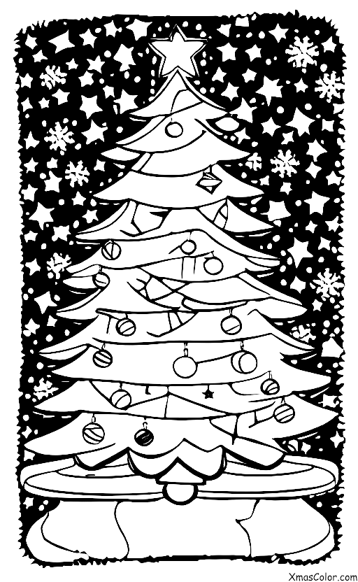 Navidad / Diferentes maneras de decorar un árbol de Navidad: Un árbol de Navidad con una estrella en lo alto