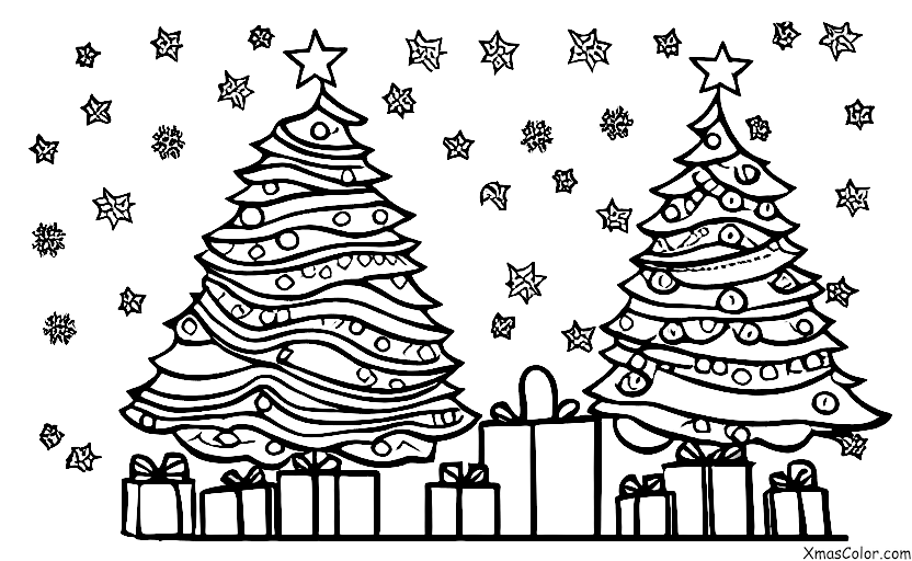 Navidad / Diferentes maneras de decorar un árbol de Navidad: Un árbol de Navidad decorado con adornos y guirnaldas