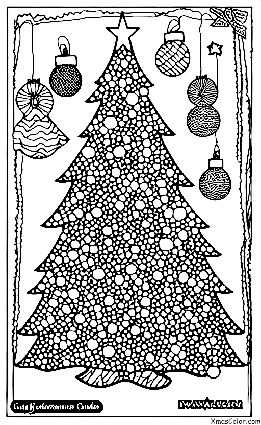 Navidad / Diferentes maneras de decorar un árbol de Navidad: Un árbol de Navidad decorado con luces y guirnaldas