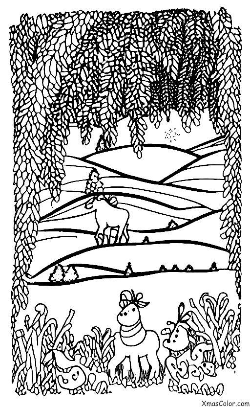Navidad / Donner: Donner pastoreando en un campo de nieve