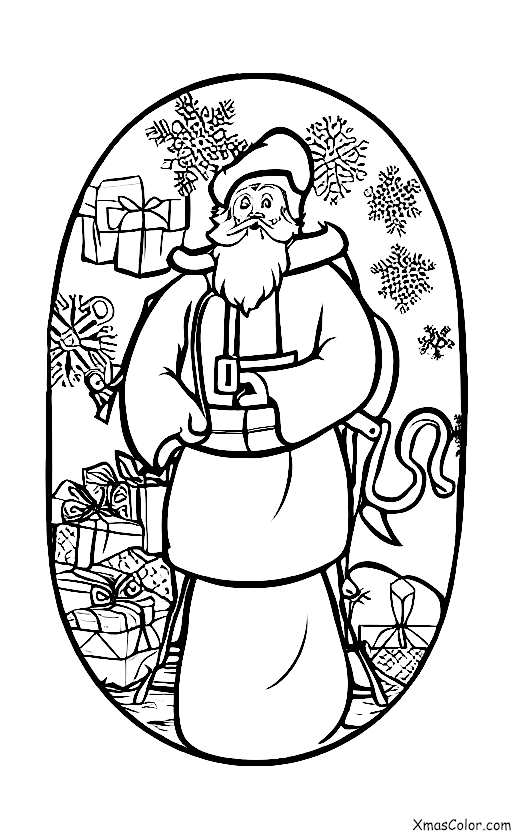 Navidad / EL BUEN VIEJO SAN NICOLÁS: El viejo y alegre San Nicolás conduciendo su trineo a través de la nieve