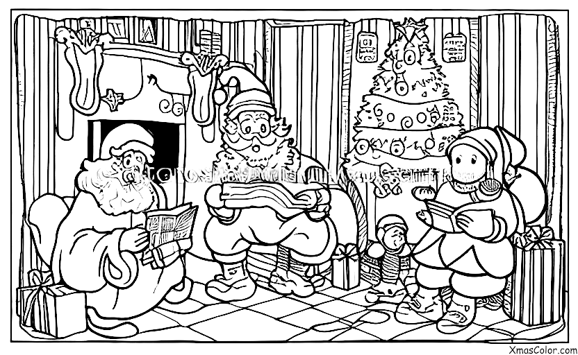 Navidad / EL BUEN VIEJO SAN NICOLÁS: Santa Claus leyendo una carta de un niño