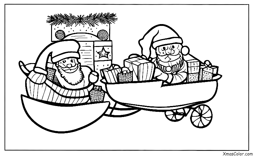 Navidad / El Polo Sur: Santa en su trineo
