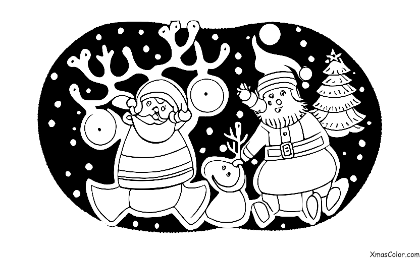 Navidad / El Polo Sur: Santa y sus renos volando sobre el Polo Sur