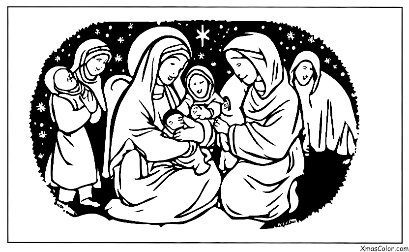 Navidad / El primer Noel: Los pastores siendo llamados por los ángeles para venir a ver al niño Jesús recién nacido