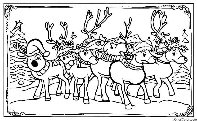 Navidad / El trineo de Santa: Rudolph lidera el camino