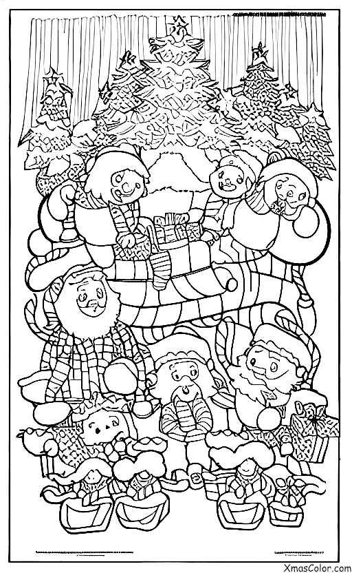Navidad / El trineo de Santa: Santa y sus renos tomando un descanso