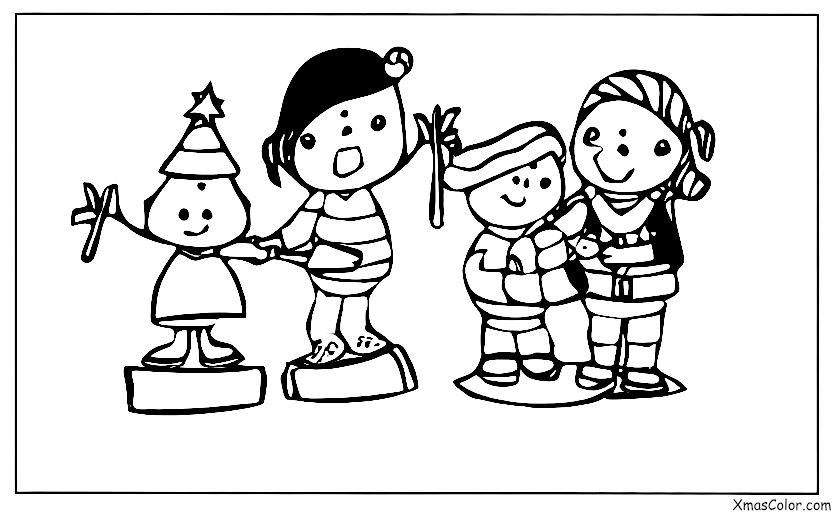 Navidad / Elegir y Cortar un Árbol de Navidad: La familia está cortando el árbol de Navidad