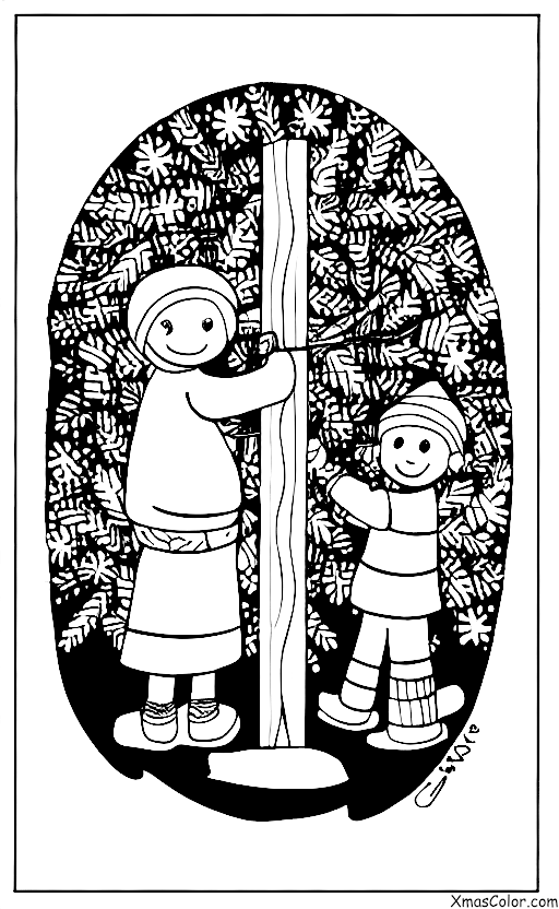 Navidad / Elegir y Cortar un Árbol de Navidad: Una familia está cortando su árbol de Navidad