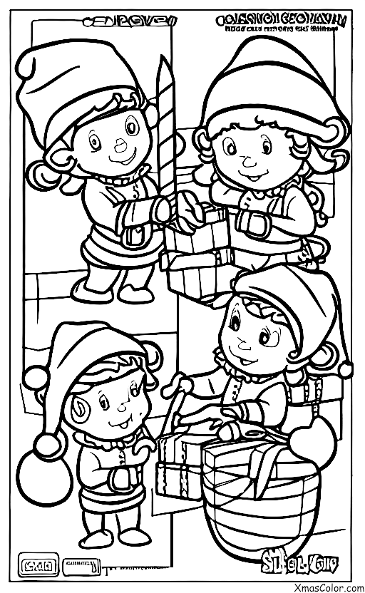 Navidad / Elfos de Santa: Los duendes de Santa haciendo juguetes