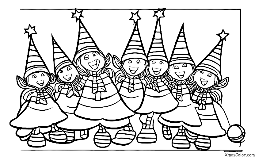 Navidad / Elfos de Santa: Los elfos de Santa volando en sus sombreros de elfo