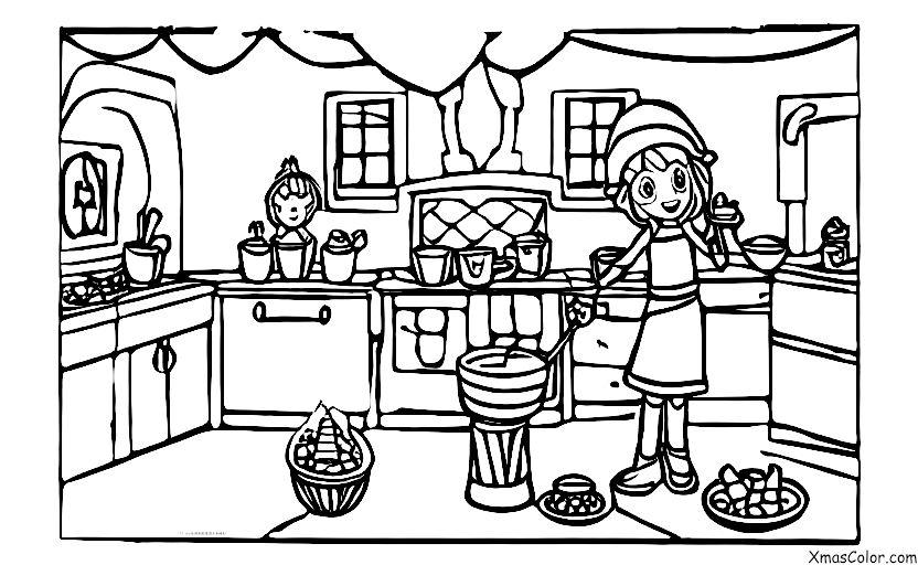 Navidad / Elfos: Un elfo cocinando en la cocina