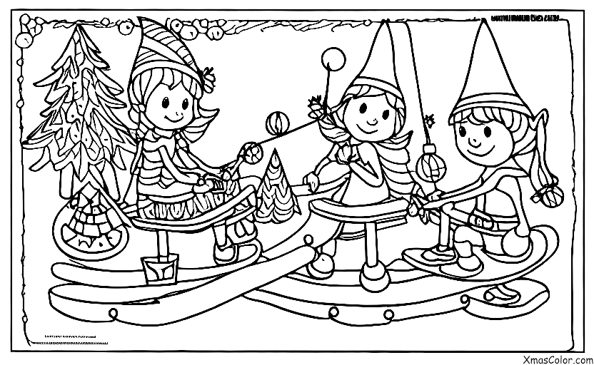 Navidad / Elfos: Un elfo en una subida y bajada