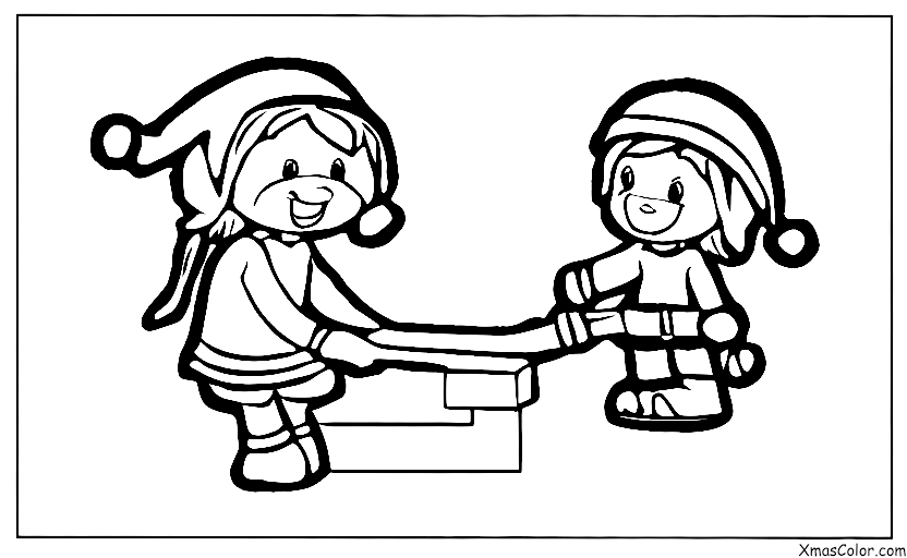 Navidad / Elfos: Un elfo haciendo un juguete