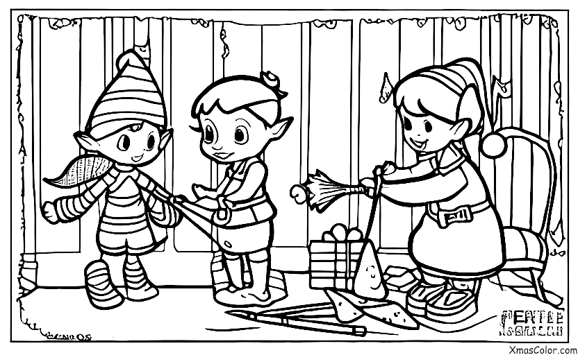 Navidad / Elfos: Un hada pintando un juguete
