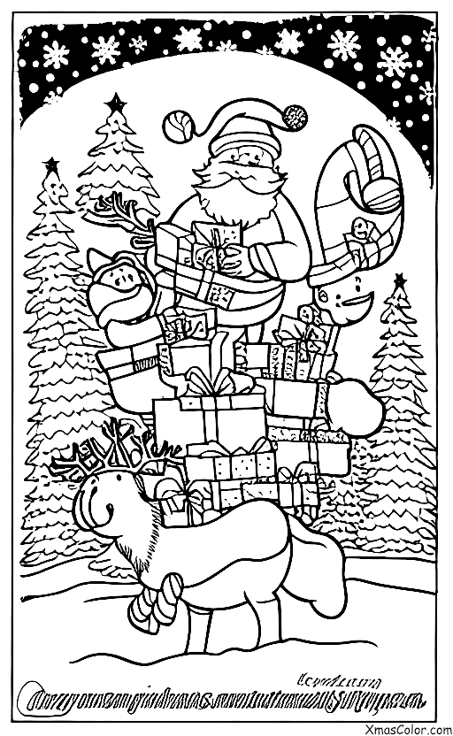 Navidad / Enviar Tarjetas de Navidad: Santa y sus renos entregando tarjetas de Navidad