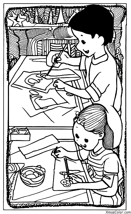 Navidad / Enviar Tarjetas de Navidad: Un niño dirigiéndose a una tarjeta de Navidad