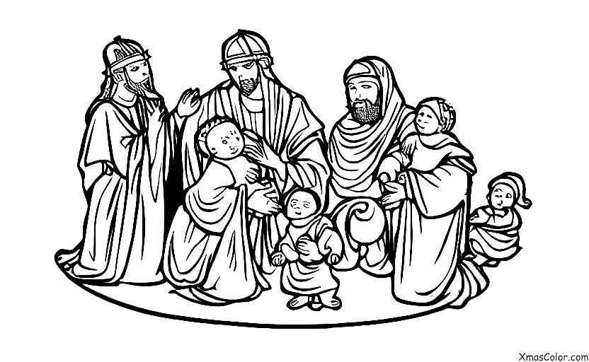Navidad / Epifanía: Los Tres Reyes adorando a Jesús niño
