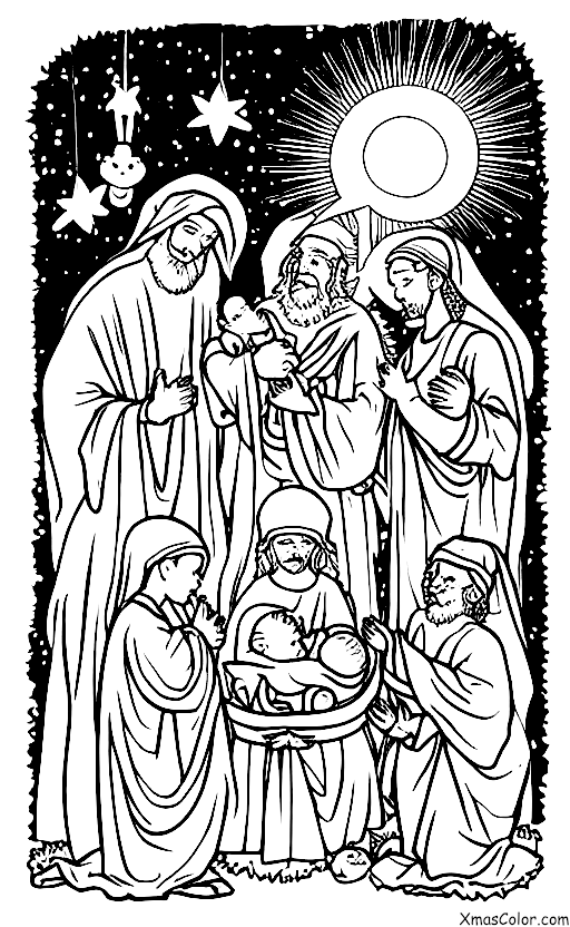 Navidad / Escena de Belén: La escena de la Natividad con los Tres Reyes Magos